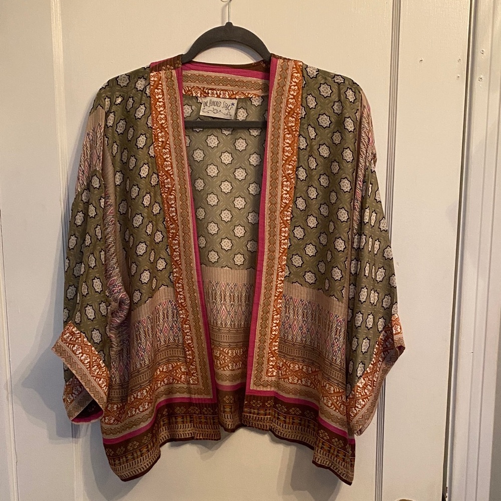 Chic Olive and Pink Patterned Teddy Jacket
